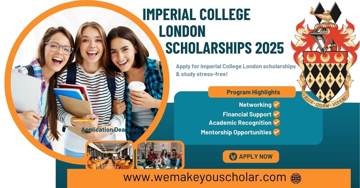 Imperial College London campus with students walking, representing global scholarship opportunities for 2025 applicants.