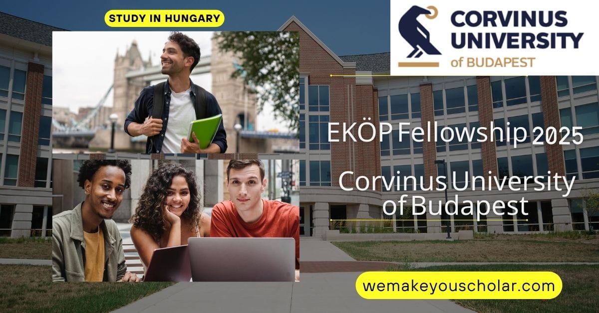 Corvinus University of Budapest campus with students walking near the main building during spring