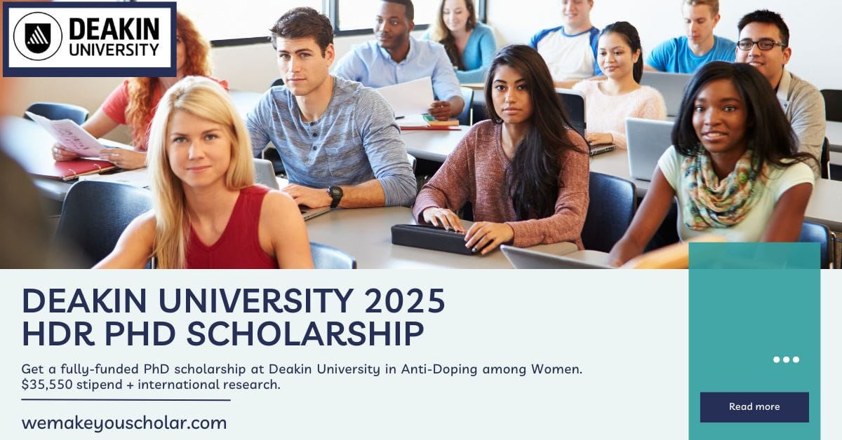 Deakin University HDR PhD Scholarship 2025 – Anti-Doping Among Women, Fully Funded Research Opportunity