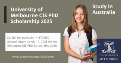 University of Melbourne CIS PhD Scholarship 2025 promotional banner with campus and students