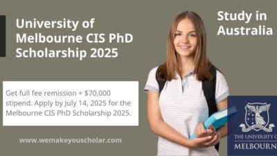 University of Melbourne CIS PhD Scholarship 2025 promotional banner with campus and students