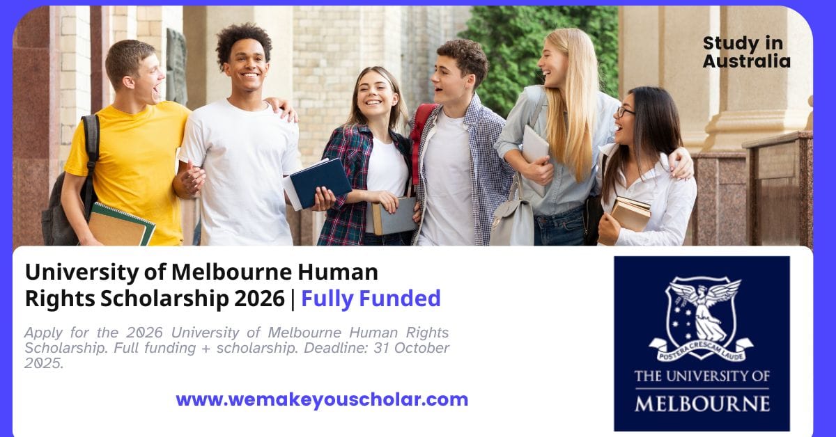 University of Melbourne campus with international students studying under trees