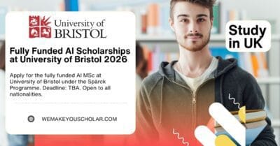 AI students explore robotics at University of Bristol lab under Spärck Programme 2026 funded MSc AI scholarships in the UK.