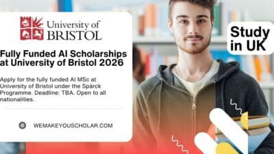 AI students explore robotics at University of Bristol lab under Spärck Programme 2026 funded MSc AI scholarships in the UK.