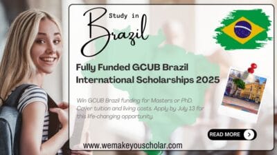 International student smiling on Brazilian campus under GCUB Brazil International Mobility Program 2025 fully funded scholarship