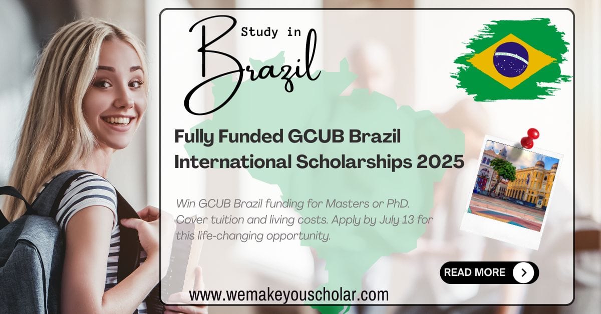 International student smiling on Brazilian campus under GCUB Brazil International Mobility Program 2025 fully funded scholarship