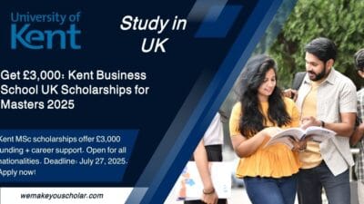 Kent Business School UK Dean's Excellence Scholarship 2025 – International and UK students, £3,000 award opportunity