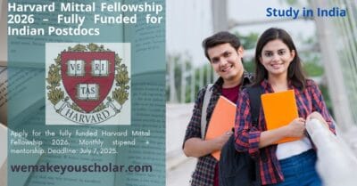 Postdoctoral researcher with publications in an academic setting, as a representative of Harvard's Mittal India Fellowship 2026.