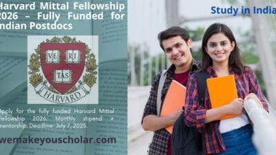Postdoctoral researcher with publications in an academic setting, as a representative of Harvard's Mittal India Fellowship 2026.