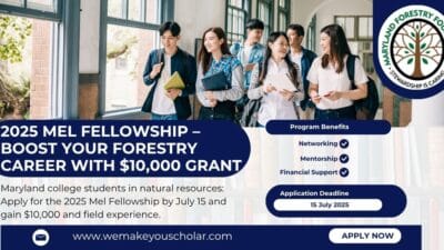 Maryland forestry student working in a forest during Mel Fellowship fieldwork