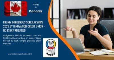 FNUniv indigenous students celebrating receiving $2,500 Innovation No Essay Scholarships 2025 by Innovation Credit Union