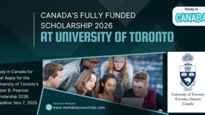 International students can apply to study at the University of Toronto with the University of Toronto Lester B. Pearson Scholarship 2026 that is fully funded.