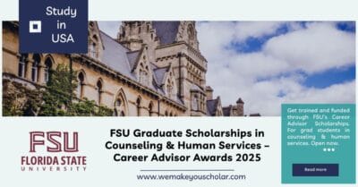 Graduate students at Florida State University who are awarded Career Advisor Scholarships 2025 for training in counseling and human services