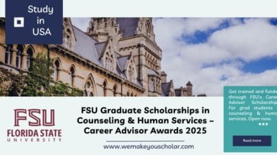 Graduate students at Florida State University who are awarded Career Advisor Scholarships 2025 for training in counseling and human services