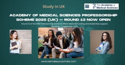 AMS Professorship Scheme 2025 UK – Apply Now for Funding Medical Research