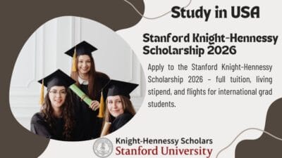 International graduate students at Stanford University celebrating after they received the Knight-Hennessy Scholarship 2026 award