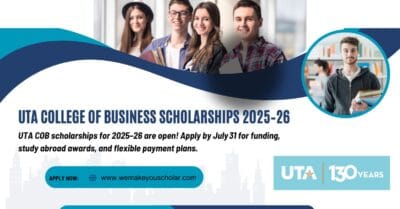 UTA College of Business students enjoying scholarship awards