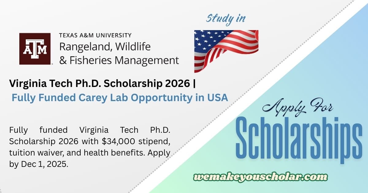 Virginia Tech Ph.D. Scholarship 2026 Carey Lab research opportunity