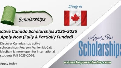 Active scholarships in Canada 2025–2026 for international students