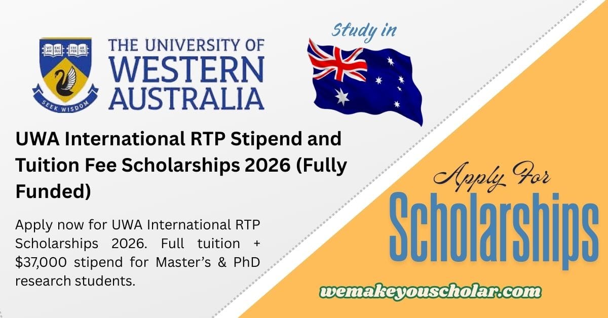 UWA International RTP Scholarship 2026 for Master’s and PhD Students