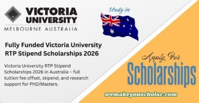 Victoria University RTP Stipend Scholarships 2026 for International Students