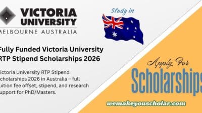 Victoria University RTP Stipend Scholarships 2026 for International Students