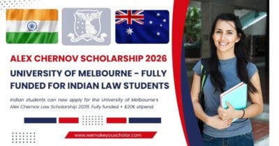 Indian student receiving Alex Chernov Scholarship at Melbourne Law School