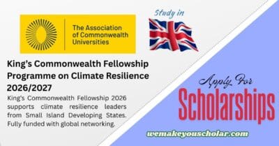 King’s Commonwealth Climate Resilience Fellowship 2026 for professionals from Small Island Developing States