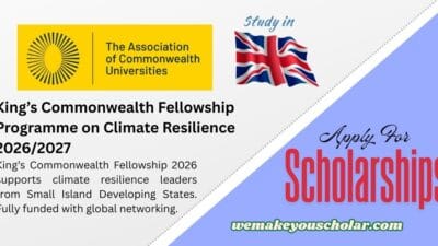 King’s Commonwealth Climate Resilience Fellowship 2026 for professionals from Small Island Developing States