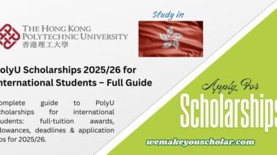 PolyU campus with international students receiving scholarships