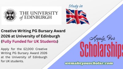 University of Edinburgh Creative Writing PG Bursary Award 2026