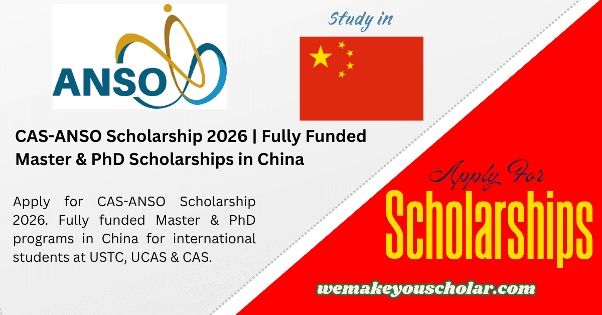 CAS-ANSO Scholarship 2026 – study in China fully funded