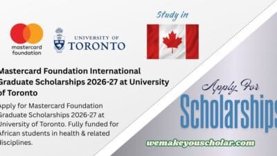 Mastercard Foundation Graduate Scholarships University of Toronto 2026-27