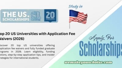 Top 20 US Universities offering application fee waivers and fully funded graduate programs 2026