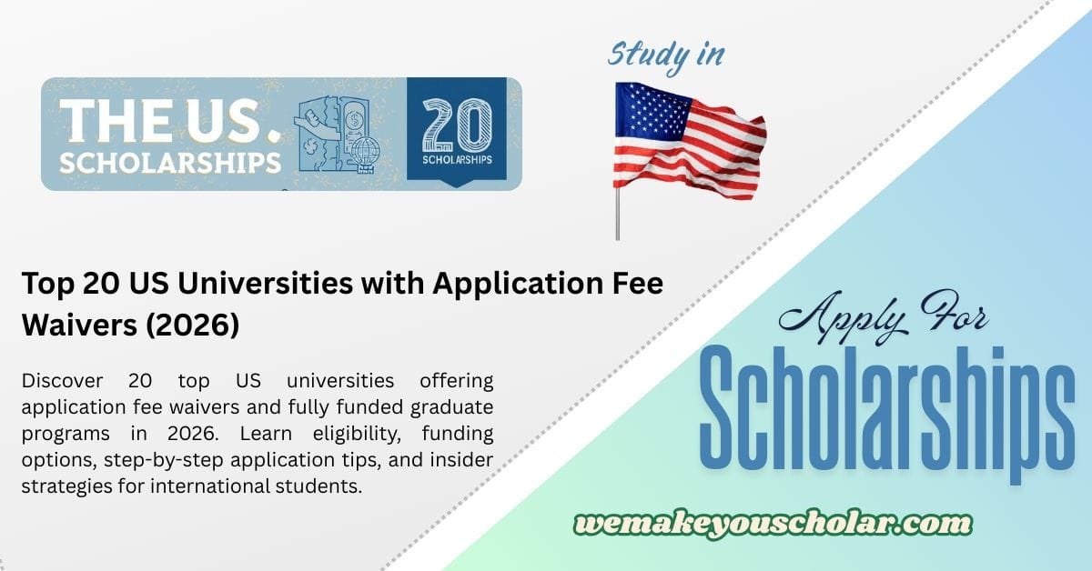 Top 20 US Universities offering application fee waivers and fully funded graduate programs 2026